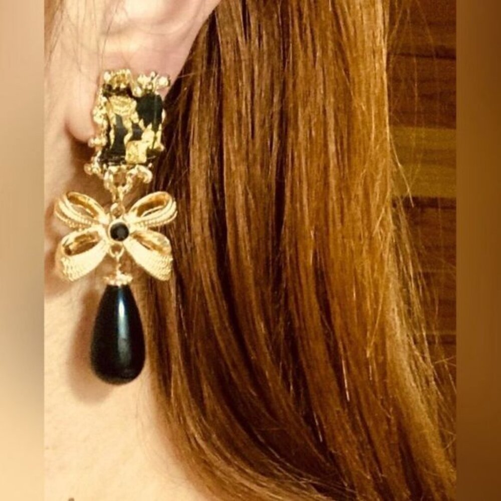 Bow dangle earrings N189 - Picture 2 of 6